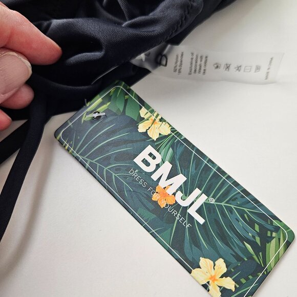 BMJL Womens Black One-Piece Swimsuit Lace-Up Front Cross Back Straps Size Large - Picture 12 of 12